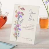 繊細素朴なベージュ結婚フローラのオープンバー 台座サイン (インサイチュ)