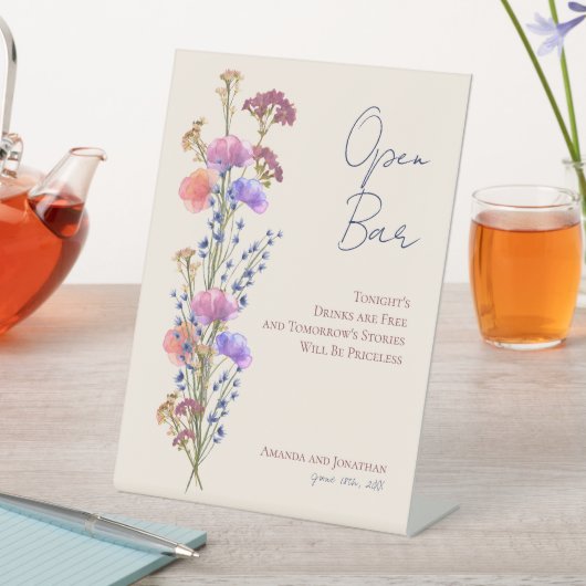 繊細素朴なベージュ結婚フローラのオープンバー 台座サイン (インサイチュ)