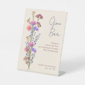 繊細素朴なベージュ結婚フローラのオープンバー 台座サイン (正面)