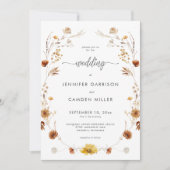 繊細素朴な秋フローラ結婚リース 招待状 (正面)