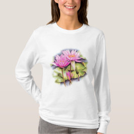 繊細絵を描なスイレン(蓮) Tシャツ