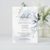 繊細2 エレガントなダスティーブルーの水彩植物 招待状 (スタンド正面)