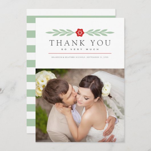 繊細 |ありがとうござ結婚います サンキューカード (正面/裏面)