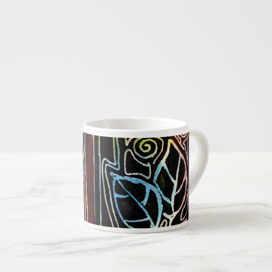 繊維の芸術の手によって切り分けられる葉-オレンジ調子 エスプレッソカップ (正面右)