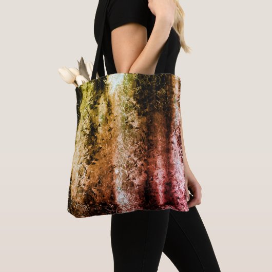 繊維風変わり質感、焼けた汚れ トートバッグ (クローズアップ)