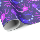 繋がったニューロン ネオンパープル ラッピングペーパー (ロールコーナー)