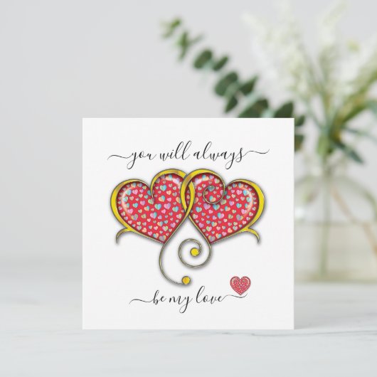 繋がったハートのカスタムエレガントバレンタインデー カード (スタンド正面)