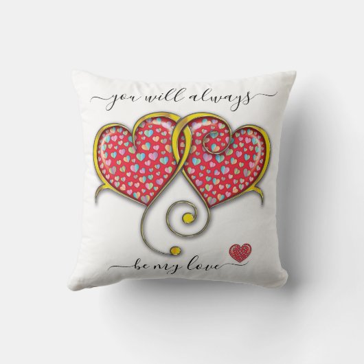繋がったハートのカスタムエレガントバレンタインデー クッション (裏面)