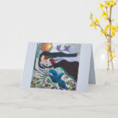 繋がれた恋人たち ロマンチックで幻想的なアート カード (黄色い花)