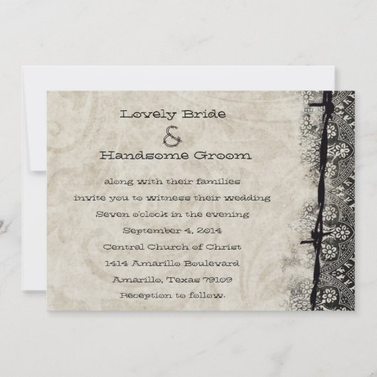 繋がれた故国の結婚式招待状を得ること 招待状 (正面)