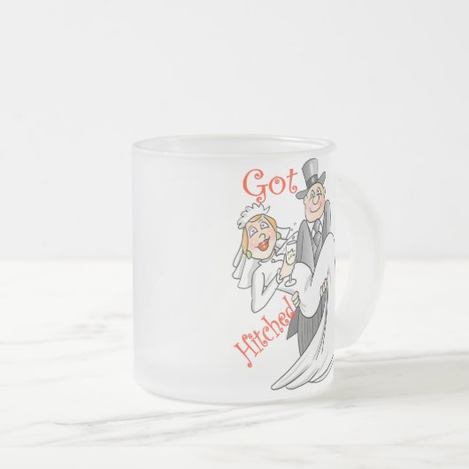 繋がれた新婚旅行のマグを得ます フロストグラスマグカップ (正面右)