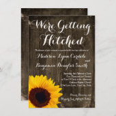 繋がれた結婚式招待状を得るヒマワリ木 招待状 (正面/裏面)