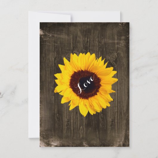 繋がれた結婚式招待状を得るヒマワリ木 招待状 (裏面)