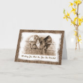 繋がれる得ること: 馬: 結婚式のお祝い カード (黄色い花)