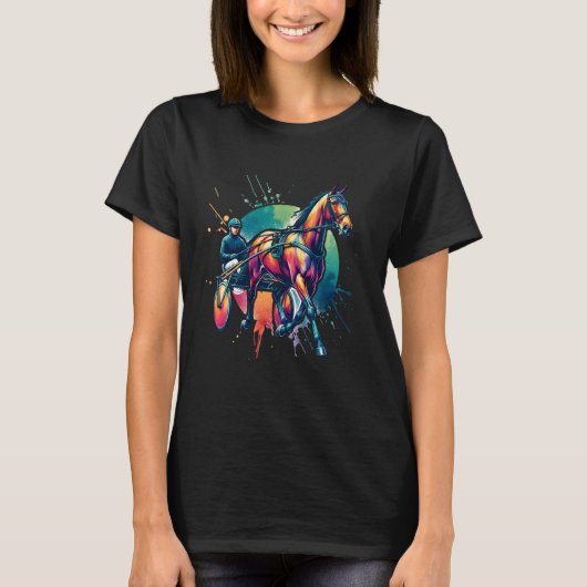 繋駕競走馬 - 競馬好きへのギフト、スタンダードブレッド Tシャツ (正面)