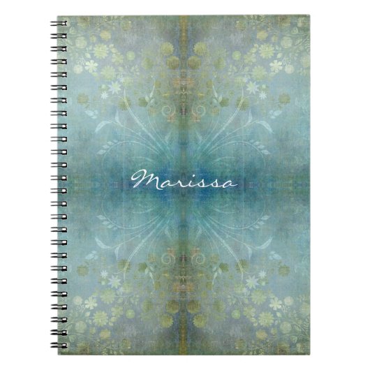 織られる水彩画スクロール渦巻のモダンな花 ノートブック (正面)