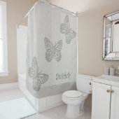 織られる銀製の蝶灰色 シャワーカーテン (インサイチュ)