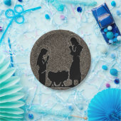 織られる黒および金ゴールドの出生 ペーパープレート (パーティー)