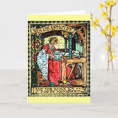 織りの女性 カード (黄色い花)