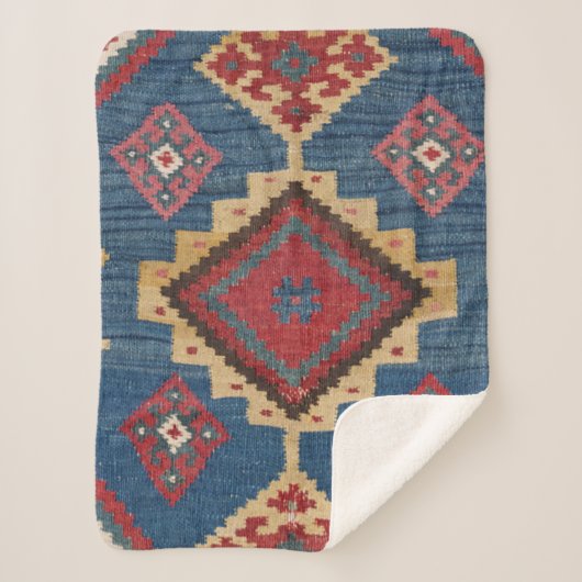 織りカリムブカラフルルー王室のイエロー  シェルパブランケット (正面)