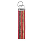 織りストライプの生地ナチュラルなルック赤茶色の青 リストバンドキーホルダー (鍵トップ)