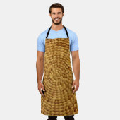 織りベース：テクスチャ付き茶色の真正性 エプロン (着用した状態)