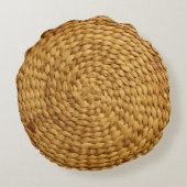 織りベース:テクスチャ付き茶色の真正性 ラウンドクッション (裏面)