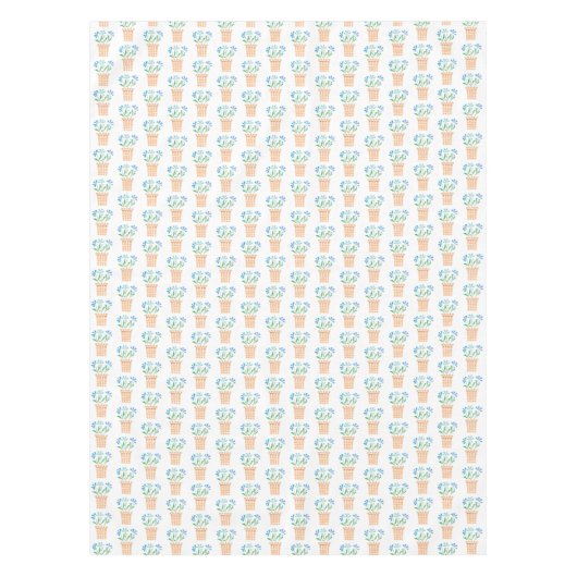 織りポットの青い花 テーブルクロス (正面)