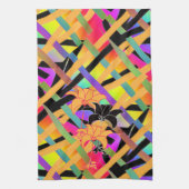 織り交ざった花模様 キッチンタオル (縦)