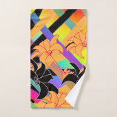  織り交ぜられた花柄  バスタオルセット (ハンドタオル)