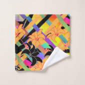  織り交ぜられた花柄  バスタオルセット (ウォッシュタオル)