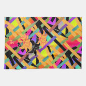 織り交ぜられた花模様 キッチンタオル (横)