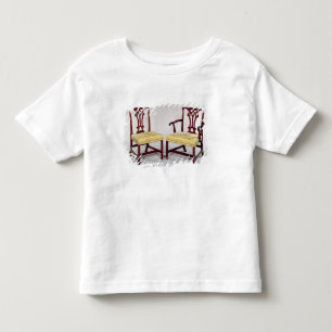 織り交ぜられたsplatの背部が付いている椅子を、食事します トドラーTシャツ