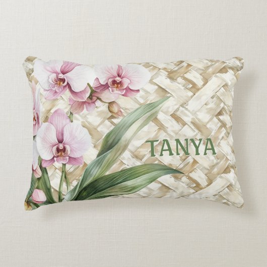 織り模様の蘭 アクセントクッション (正面)