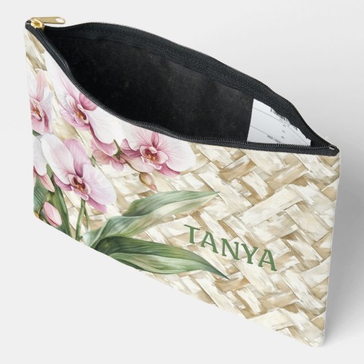 織り模様の蘭 | 化粧 アクセサリーポーチ (見開き)