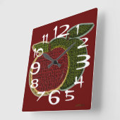 織り目加工のりんご スクエア壁時計 (傾斜)