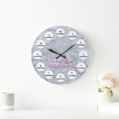 織り目加工のガラスピンクの写真12か月のベビー ラージ壁時計 (ホーム)