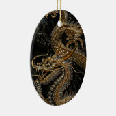 織り目加工のブラウンの中国のなドラゴン セラミックオーナメント (右)