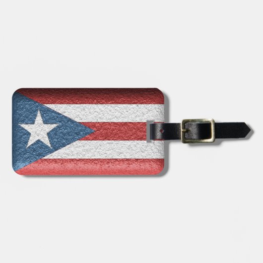 織り目加工のプエルトリコの旗の荷物のラベル ラゲッジタグ (正面横)