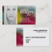 織り目加工のヘアーサロンおよびスパの名刺 予約カード (正面/裏面)