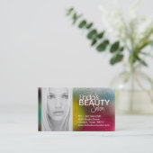 織り目加工のヘアーサロンおよびスパの名刺 予約カード (スタンド正面)