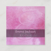 織り目加工の曼荼羅及びピンクの水彩画が付いているモノグラム スクエア名刺 (正面)