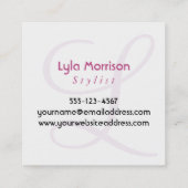 織り目加工の曼荼羅及びピンクの水彩画、2が付いているモノグラム スクエア名刺 (裏面)