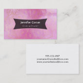 織り目加工の濃いピンクの水彩画上の金ゴールドの曼荼羅 名刺 (正面/裏面)