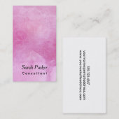 織り目加工の濃いピンクの水彩画1上の白い曼荼羅 名刺 (正面/裏面)