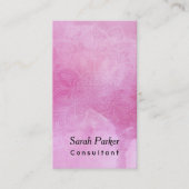織り目加工の濃いピンクの水彩画1上の白い曼荼羅 名刺 (正面)