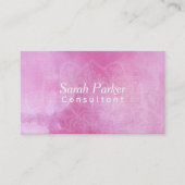 織り目加工の濃いピンクの水彩画2上の白い曼荼羅 名刺 (正面)