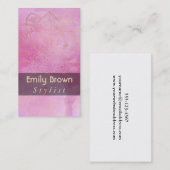 織り目加工の濃いピンクの水彩画5上の金ゴールドの曼荼羅 名刺 (正面/裏面)