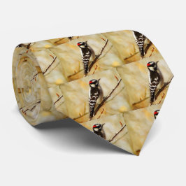 織り目加工の綿毛のようなキツツキの人のタイ ネクタイ