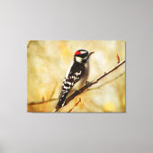 織り目加工の綿毛のようなキツツキはキャンバスのプリントを伸ばしました キャンバスプリント (正面)